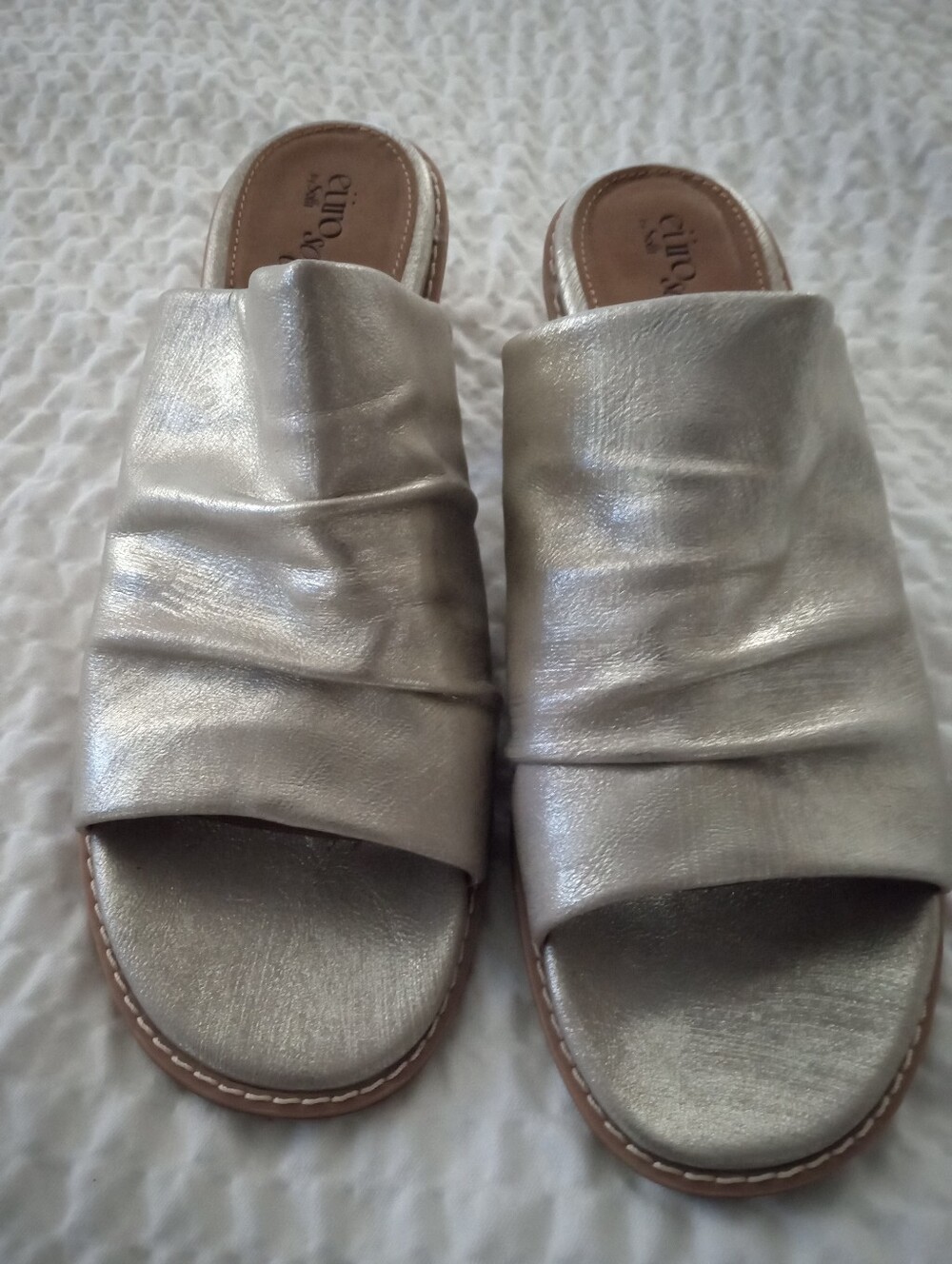 Eurosoft Metallic Slip-On Block Heel Sandals- Chic Silver Soft